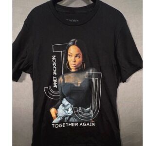 Janet Jackson Together Again Tour 2024 Womens Medium Black Concert Tee 2-Sided